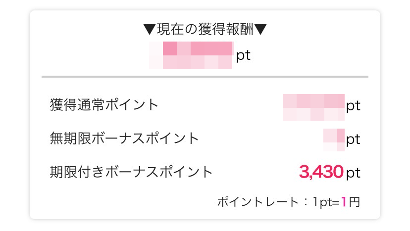 ボーナスポイントの獲得画面（画像）